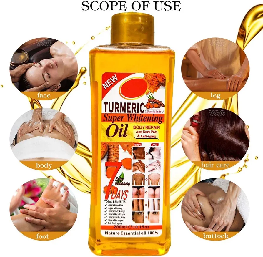 200ml Turmeric Face Body Serum Oil Clear Skin Tone Turmeric Face Serum Oil Moisturizing Skin Care